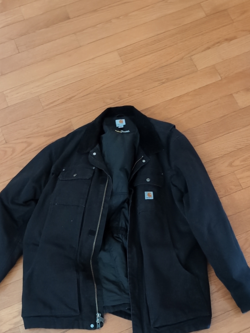 Carhartt Men’s Black Work Jacket with Corduroy Collar - Picture 1 of 4